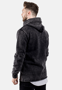 Venta al por mayor personalizado pesado bordado francés Terry algodón pulóver con capucha para los hombres Vintage desgastado ácido lavado diseño de invierno - Product Image 5