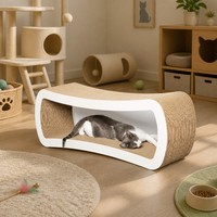 Grattoir à chat moderne de luxe 2 en 1 pour l'intérieur &amp;   Plateau avec hauteur réglable en bois