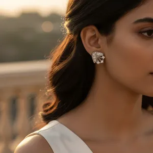Boucles d'oreilles créoles argentées pour femmes, à porter au quotidien, avec zircone cubique, bijoux tendance religieux, avec perle et diamant, pour les fêtes - Product Image 3