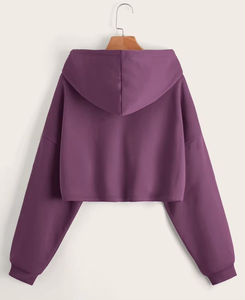 Top corto de algodón/polar para mujer, Sudadera con capucha, jersey liso en blanco, Top corto, Sudadera con capucha para mujer, Top corto de gran tamaño, sudadera informal con capucha para mujer - Product Image 2