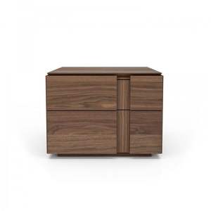 Classic Mid-Century Modern Solid <b>Teak</b> Wood Nightstand Handcrafted <b>Bedside</b> <b>Table</b> with 4 Drawers for Bedroom - Product Image 1