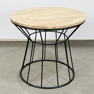 Antique Iron Frame <b>Coffee</b> <b>Table</b> with Wooden Top 60x60x52cm Durable Convertible Industrial Design for Living Room Use - Product Image 6