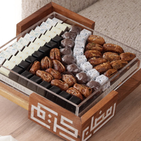 Plateaux de service à chocolat en bois naturel avec couvercle en acrylique plateaux de service décoratifs pour la nourriture fournitures Ramadan Eid du Vietnam