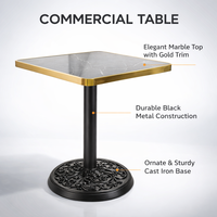 Mesa Redonda Moderna de Hierro Forjado con Superficie de Melamina HPL para Dormitorio, Sala de Estar, Hotel, Comedor, Restaurante, Cafetería