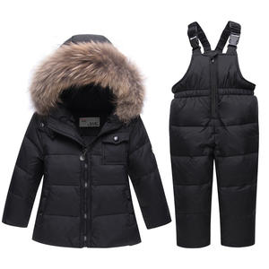Ensemble de veste d'hiver imperméable coupe-vent respirante à capuche pour enfants, tenue en deux pièces épaisse imprimée, 100% polyester, logo sur le devant - Product Image 5