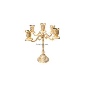 หล่ออลูมิเนียมชุบทองเกรดสูงออกแบบมาอย่างหนาสลักด้วยแขน5ข้างขนาดเล็กสำหรับงานแต่งงานและงานเลี้ยงเล็กตกแต่งกลางโต๊ะ - Product Image 1