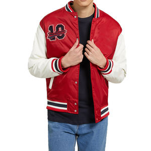 Custom Embroider Patched Logo Letterman Man Jackets Men Baseball Jacket for Men With Leather Sleeves - Product Image 1