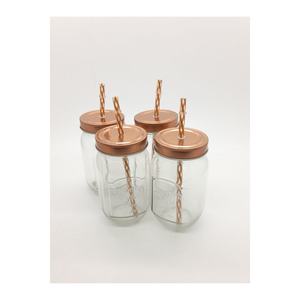 Set of 4 Solid Pattern Glass <b>Cups</b> with <b>Straws</b> and Wooden Stand - Product Image 1