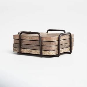 Juego de posavasos de madera de alta calidad con soporte de Metal Diseño moderno Posavasos de té y café con estilo para accesorios de decoración de mesa - Product Image 5