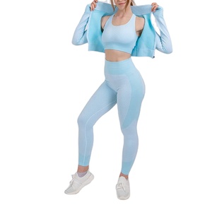 Ensemble de sport et yoga 2 pièces en toile pour femme, motif uni, vêtements d'entraînement grandes tailles, vente en gros, logo personnalisé, tenue de fitness et d'exercice - Product Image 2