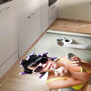 Tapis de salle de bain pour fille tendance : Tapis moderne antidérapant, avec poils doux - Product Image 3