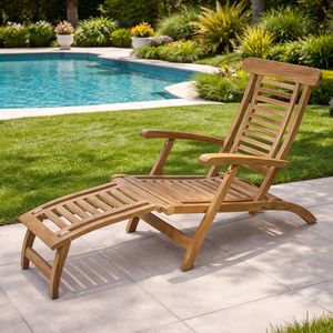 Exclusive Modern Teak Wood Sun Lounge <b>Chair</b> Foldable Luxury Outdoor Hotel Resort Poolside Patio <b>Garden</b> - Product Image 2