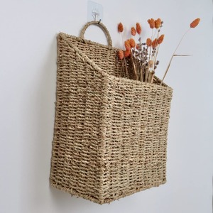 Office decor accessories raffia newspaper holder seagrass brochure magazine basket container set - Product Image 5