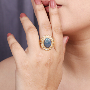 New Trendy 925 Sterling Silver Labardite <b>Ring</b> with 18K Gold Plating for Weddings or Parties - Product Image 3