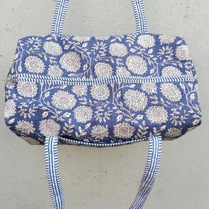 Bolsa de lona acolchada con estampado de bloques florales, deportiva de lujo, de gran capacidad, duradera, ecológica, de algodón indio, Weekender - Product Image 4