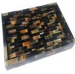 Plateau de service en corne de buffle fait main de haute qualité pour un restaurant à domicile polyvalent pour servir des aliments à manger caractéristique décorative - Product Image 1