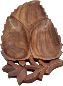 Bandejas de madera para frutas secas Sheesham Buff de grado alimenticio tallado a mano por un artesano galardonado (en forma de hoja, 12,5x6 pulgadas) - Product Image 2