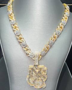 Colgante de plata 925 con nombre de letra personalizado, joyería redonda de moissanita con diamantes de hip hop, collar con nombre helado, regalo de cumpleaños - Product Image 4