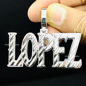 Pendentif Lettre Unisexe Hip Hop Personnalisé en Or 10K Plaqué Rhodium avec Diamant Taillé sur Mesure - Product Image 1
