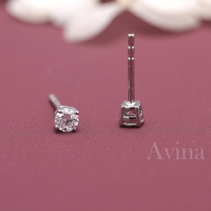 Boucles d'oreilles solitaires rondes en diamant cultivé certifié IGI, or 18 carats, minimalistes, petites boucles d'oreilles en diamant - Product Image 6