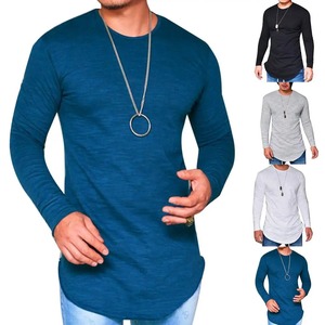 เสื้อยืดคอกลมแขนยาวสำหรับผู้ชายใส่ฤดูใบไม้ร่วงฤดูหนาวเสื้อสวมหัวผ้าคอตตอนทรงพอดีตัวเสื้อผ้าลำลองสไตล์สตรีท - Product Image 2