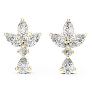 Pendientes de compromiso de oro blanco de 14 quilates |   Anillo de Lujo para Mujer con Diamantes en Forma de Pera, Redondos y Marquise, Certificado para Bodas y Aniversarios - Product Image 3