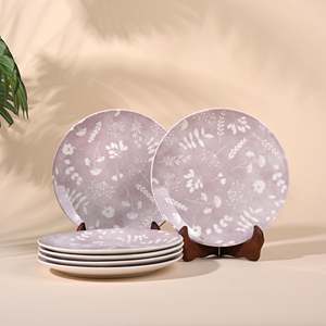 Dahlia Set 6 Porcelain Quarter Plates 7.8 Inches Nordic Style Luxury Modern Serve <b>Trays</b> Customizable <b>Dinner</b> Soup Plates Party - Product Image 1