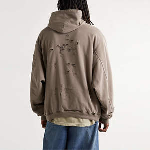 Sudadera con capucha desgastada personalizada para hombre, ropa de calle de algodón de alta calidad, Sudadera con capucha de invierno para hombre a la venta - Product Image 1