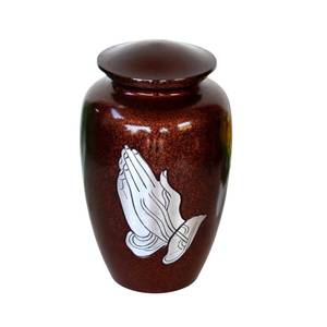 Urna de metal con manos rezando para cenizas Urnas de cremación con tapa para regalos conmemorativos funerarios humanos en memoria amorosa - Product Image 6