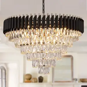 New Modern Hotel Golden Indoor Iron Crystal Ceiling Chandelier Hanging Home Decor Lustre Luxury Crystal Pendant Lamp Light 2024