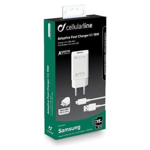 ชุดอุปกรณ์ชาร์จเร็ว Cellularline Adaptive Fast Charger 15W MicroUsb Usb Type A สีขาว พร้อมสายเคเบิล - Product Image 2