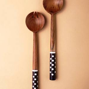 Juego de servidor de ensalada de madera con torneros Utensilios hechos a mano sostenibles de 2 piezas - Product Image 5