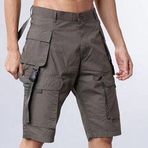 Pantalones cortos Cargo de Fitness de Color personalizado de calidad superior para hombre, pantalones cortos informales de algodón con cintas para Calle, bolsillos, patrón sólido - Product Image 5