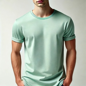 T-shirt pour homme en coton 100% de haute qualité, uni, en gros, coupe classique, col roulé, manches courtes, respirant, décontracté - Product Image 6