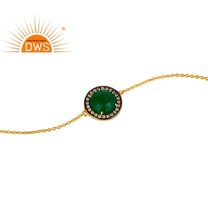 สร้อยข้อมือหินอัญมณีสีเขียวชุบทอง18K - Product Image 2