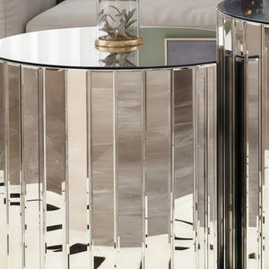 Mesa de Centro Moderna Convertible de Metal Plateado, Ecológica y de Lujo, con Altura Ajustable, Tamaño Pequeño, para Muebles de Sala de Estar - Product Image 4