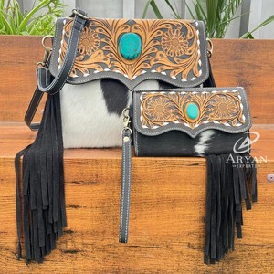 Conjunto combinado de 2 piezas para mujer, nuevos bolsos de mano de piel de vaca y de mano de piel de vaca, venta al por mayor - Product Image 1