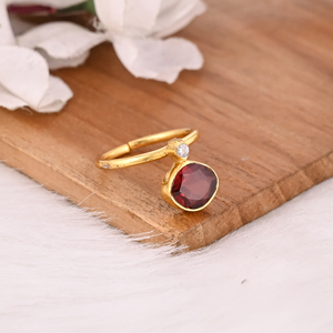 Anillo de Compromiso de Plata de Ley 925 con Granate Natural de Mozambique, Chapado en Oro, Anillos Alternativos, Regalo para Mujer - Product Image 2