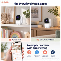 Caméra Bébé Intelligente Compacte Anicebb 100mm avec Alimentation USB 5V, Placement sur Bureau, Température Ambiante et Audio Bidirectionnel pour la Maison