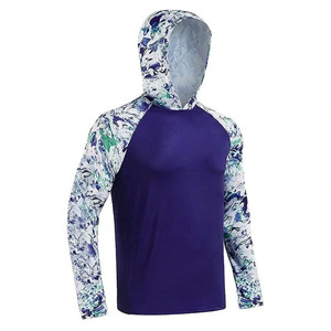 เสื้อมีฮู้ดตกปลาแบบระเหิดของผู้ชายเสื้อลายพรางสีฟ้าแห้งเร็วระบายอากาศได้ดีบริการ OEM UPF 50 - Product Image 2