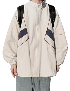 2025 chaqueta de lona transpirable suelta para hombre última moda estilo Campus patrón personalizable Logo cremallera chaqueta cortavientos - Product Image 4