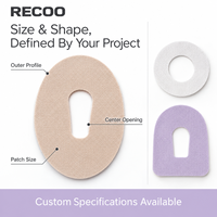RECOO Patch de surveillance continue du glucose, étanche, respirant, couverture adhésive pour capteur, taille et forme personnalisées, fabricant OEM