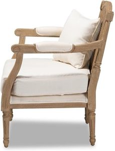 Keylika Traditional Eco-Friendly Wooden Accent Chair Caned Back <b>Armchair</b> Upholstered Seat <b>Single</b> Sofa for Living Room Hotel - Product Image 2