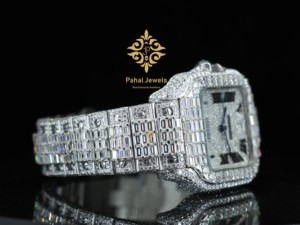 Reloj de Diamantes de Marca de Lujo Unisex, Personalizado con Moissanita VVS, Estilo Hip Hop, Acero Inoxidable, Mecánico Antiguo con Fecha - Product Image 4