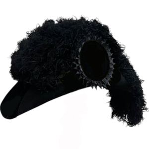 Chapeau d'officier de la Ligne des Chevaliers Templiers, entièrement noir, avec plumes, excellente qualité et ajustements personnalisés - Product Image 5