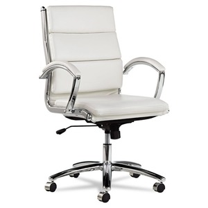 Silla Ergonómica Giratoria/Inclinable Alera ALENR4206 con Respaldo Medio, Cuero Sintético Blanco, Marco Cromado, PU y Espuma para Oficina en Casa - Product Image 2