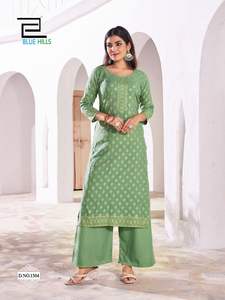 Vêtements indiens et pakistanais Kurti en rayonne élégant pour femmes et filles Plazzo Party Wear Kurtis Meilleur prix directement de la boutique indienne - Product Image 3