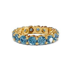 แหวนเพชรน้ำเงินสดใสทรงกลม 1.00 กะรัต ทองคำแท้ 14K ทรงคลาสสิก - Product Image 2