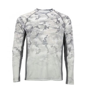 1/4 fermeture éclair bouton court à manches longues chemises de pêche protection UV séchage rapide personnalisé - Product Image 2