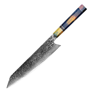 Venta al por mayor de encargo de alta calidad OEM ODM servicio de acero de Damasco cuchillo de Chef de cocina japonesa con alta dureza con mango de color - Product Image 1
